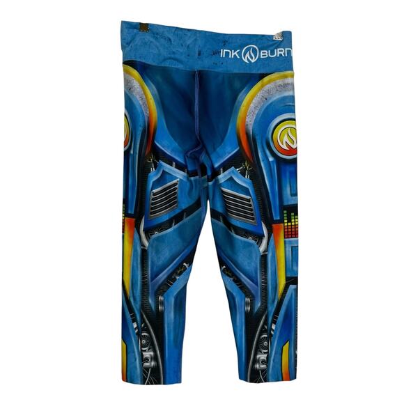 INKnBurn Womens Cropped Tights Size 6 Biodroid Robot Run Jog Train Art Gym - Picture 2 of 9